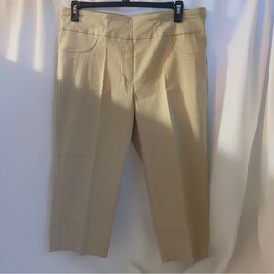 NWT Ruby Rd Slim Contour Waistband Capri Pants SZ 16 Chino Beige Split Sides